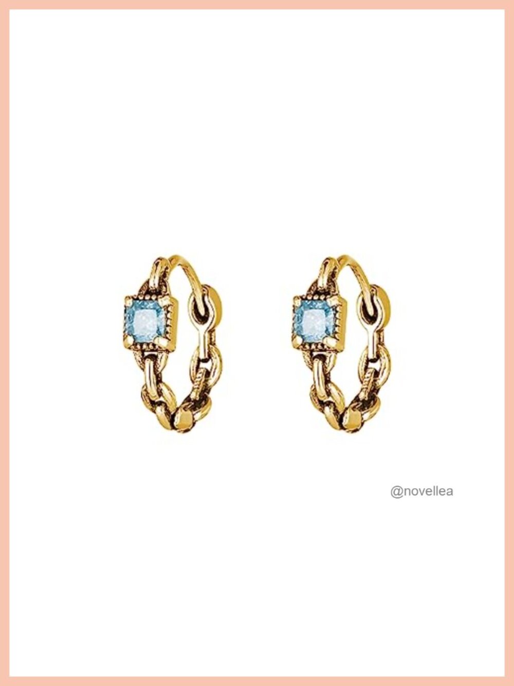 925 Sterling Silver Blue CZ Hoop Earrings Retro Link